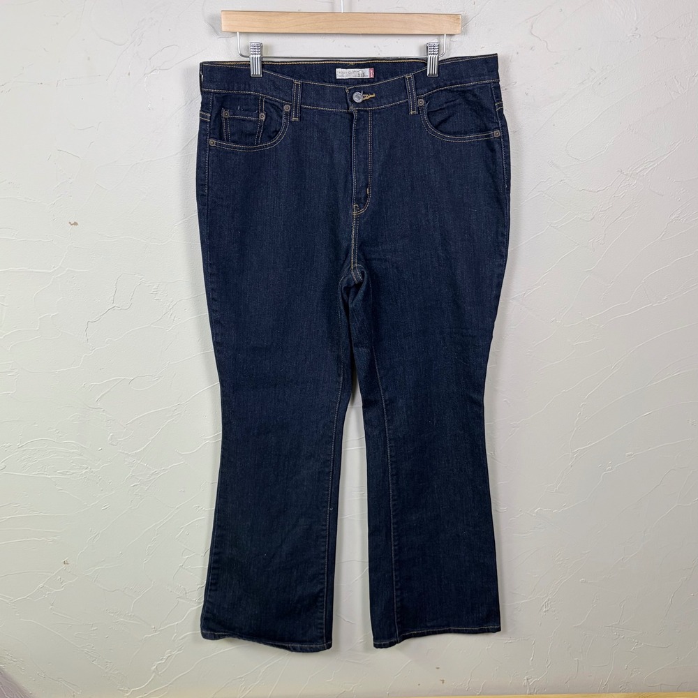 Levi 515 Boot Cut Jeans Womens 14 Short Dark Wash Denim Stretch Classic